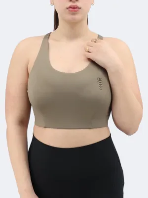 Damen-Sport-Crop-Top, Taupe