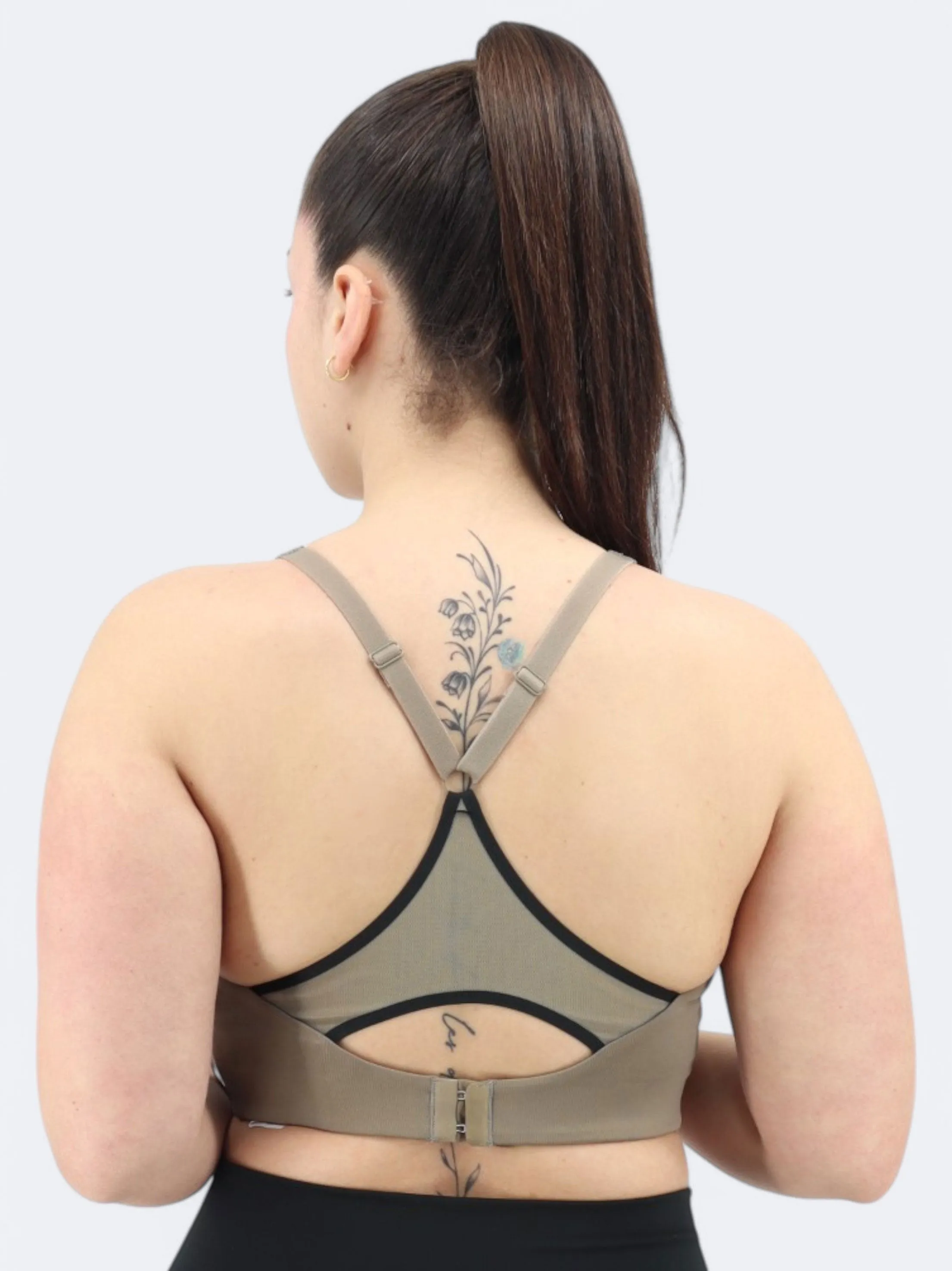 Damen-Sport-Crop-Top, Taupe