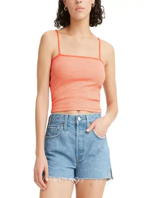 Damen Gestreiftes Crop Top, Pfirsich