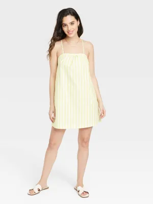 Damen Streifen-Kleid, Gelb