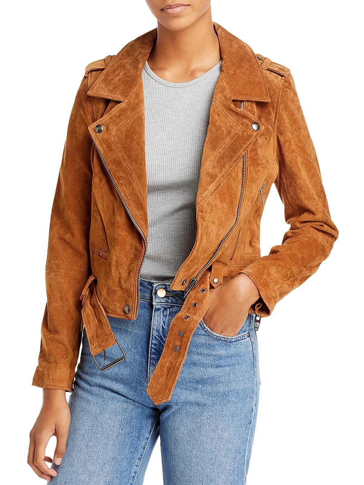 Damen Wildleder Kurze Motorradjacke