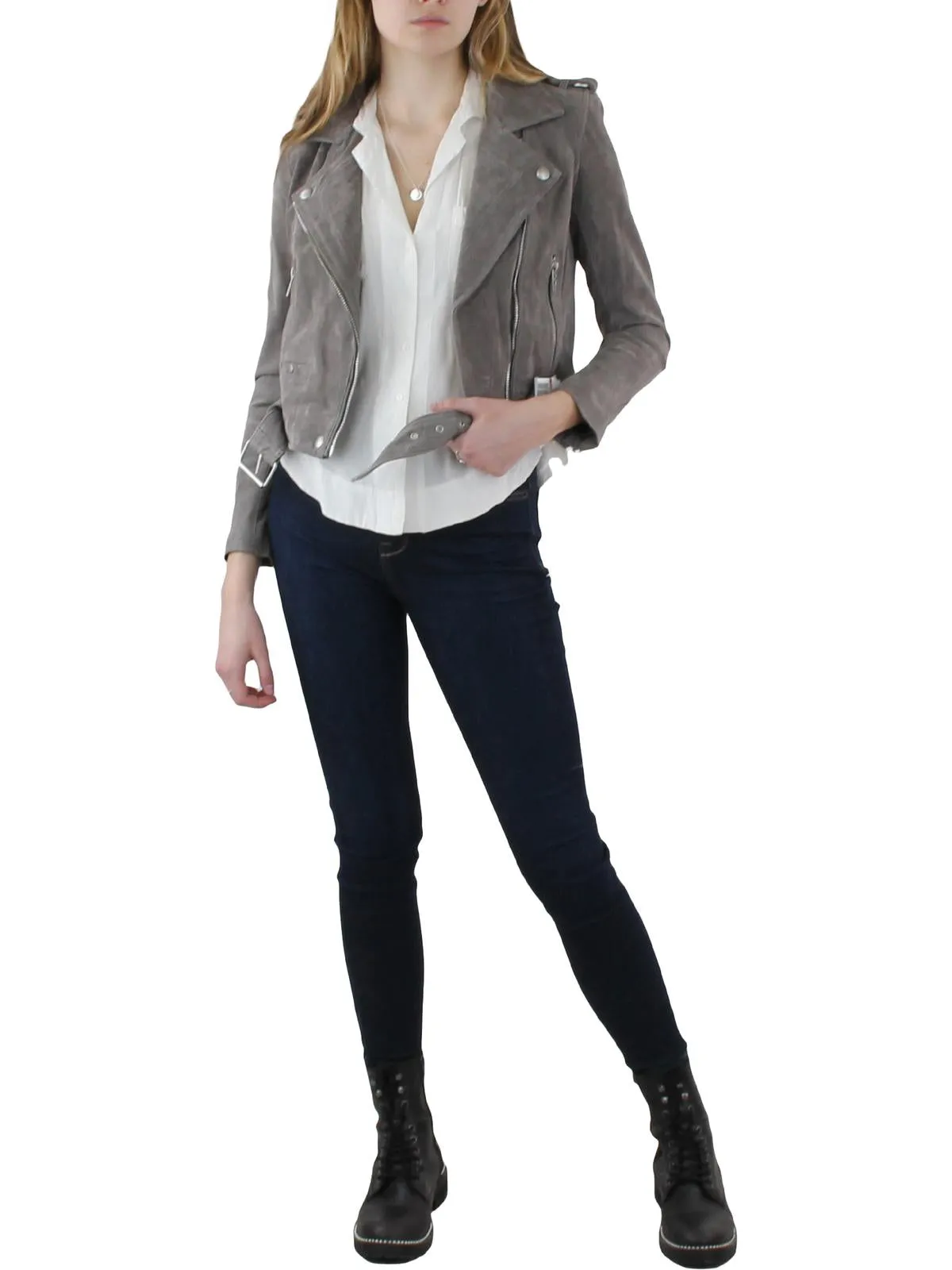 Damen Wildleder Kurze Motorradjacke