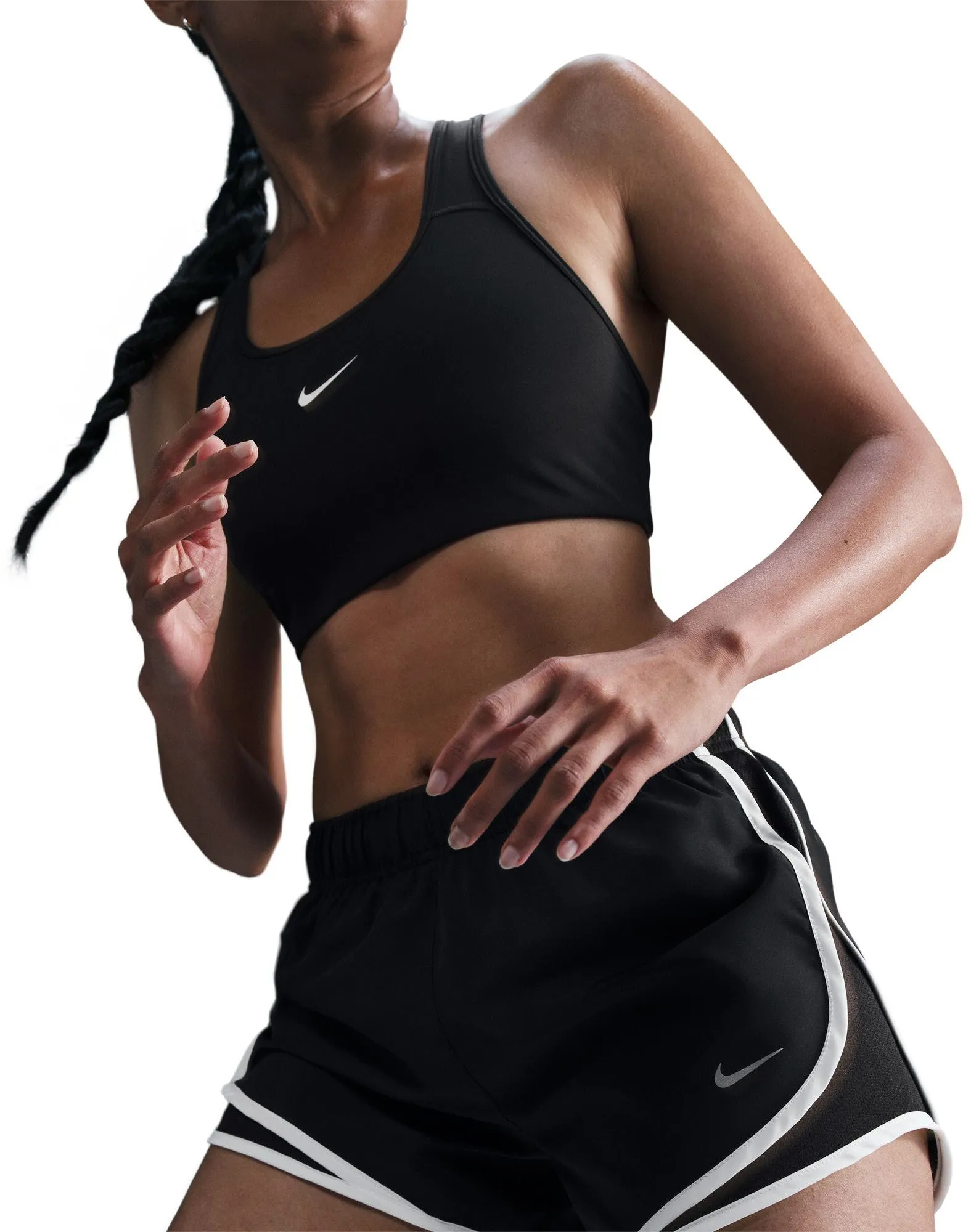 Damen Tempo Dri-FIT Mid-Rise Slip-Laufshorts mit integrierter Unterhose