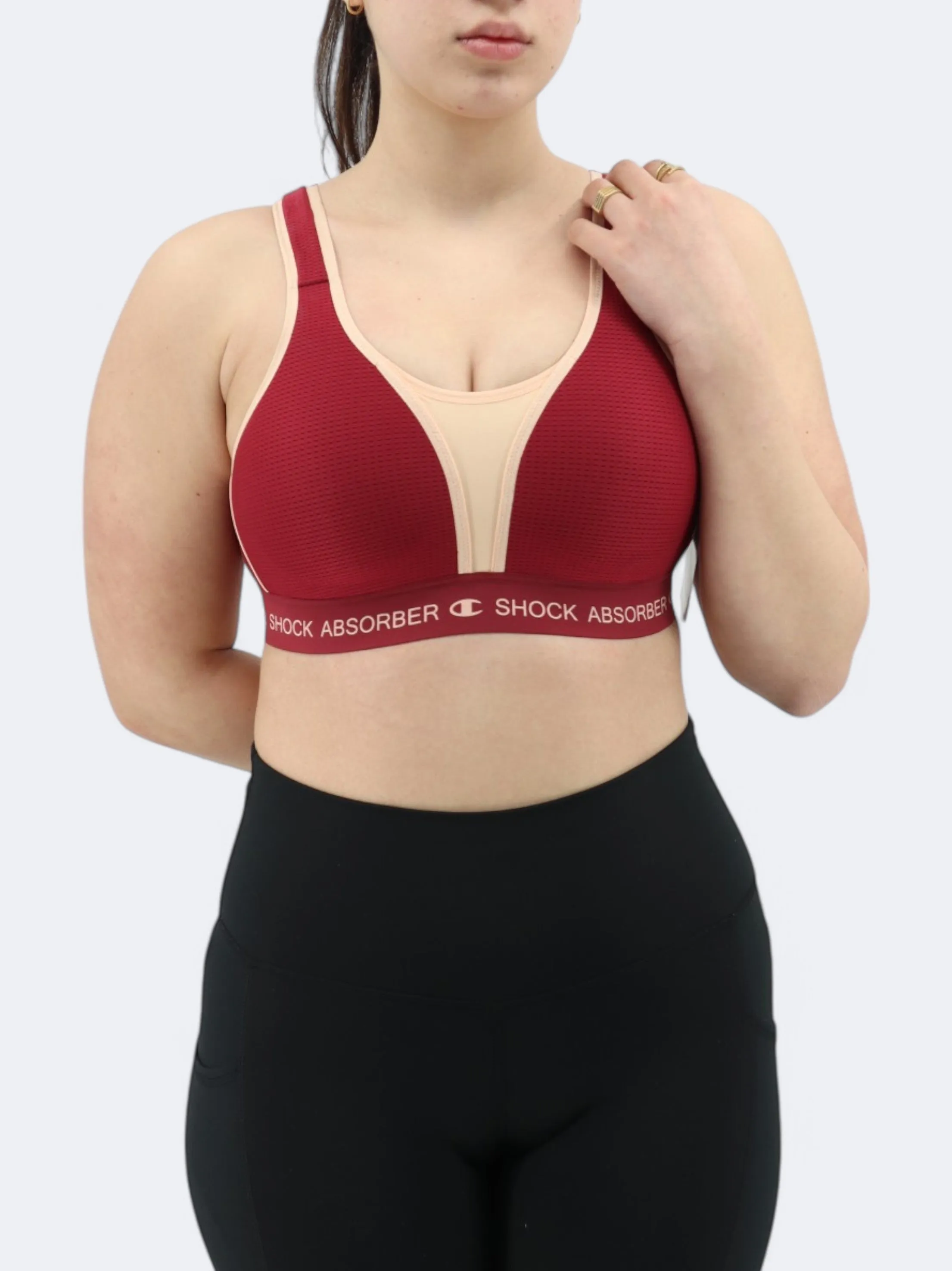 Damen Sport-BH mit Textur, Burgunderrot