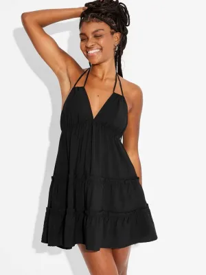 Damen-Etagenkleid, Schwarz