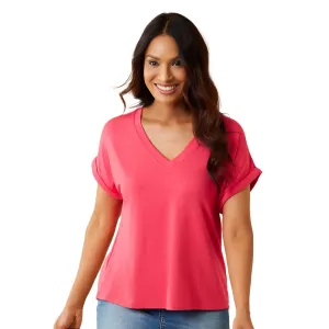 Damen Tommy Bahama Sportswear Tommy Bahama Damen Kauai Jersey V-Ausschnitt T-Shirt - Paradiesrosa
