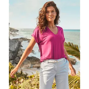 Damen Tommy Bahama Sportswear Tommy Bahama Damen Kauai Jersey V-Ausschnitt T-Shirt - Ananasrosa