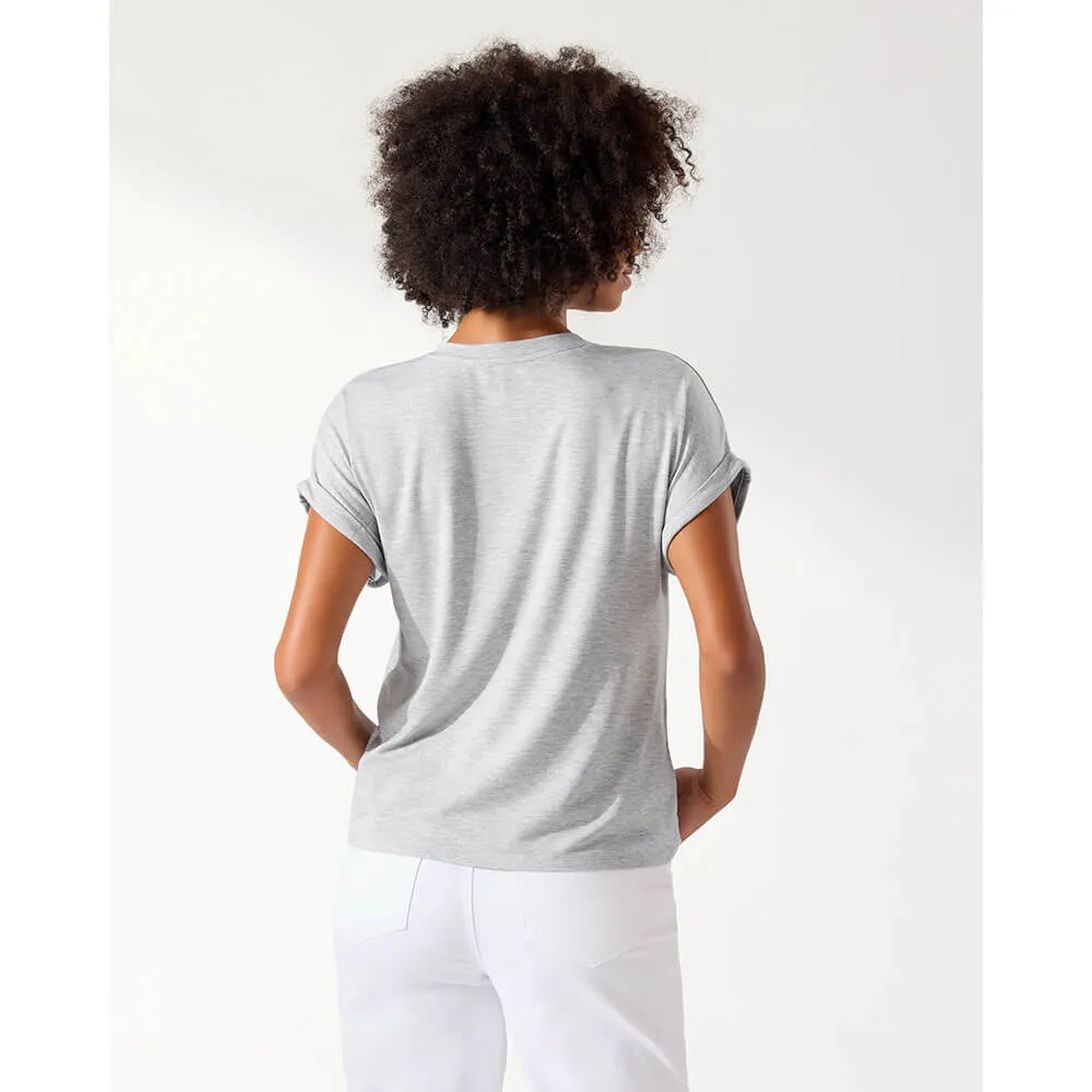 Damen Tommy Bahama Sportswear Tommy Bahama Damen Kauai Jersey V-Ausschnitt T-Shirt - Silberstreifen Meliert