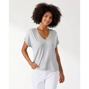 Damen Tommy Bahama Sportswear Tommy Bahama Damen Kauai Jersey V-Ausschnitt T-Shirt - Silberstreifen Meliert