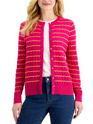 Damen Cardigan mit Wellenstreifen, Rosa