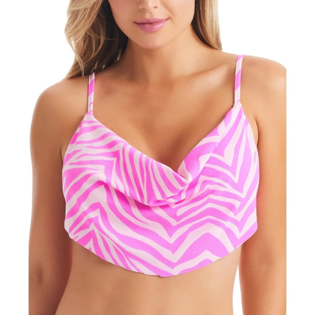 Damen Bikini Oberteil im Zebra-Print mit fließendem Schnitt