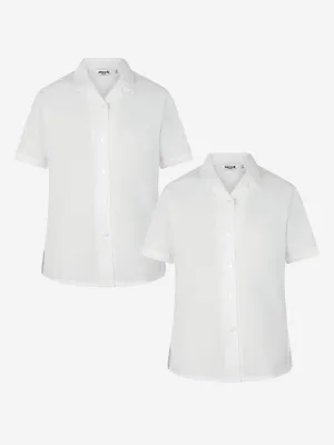 Zeco Girls School Kurzarm-Bluse mit Umlegekragen, 2er-Pack in Weiß