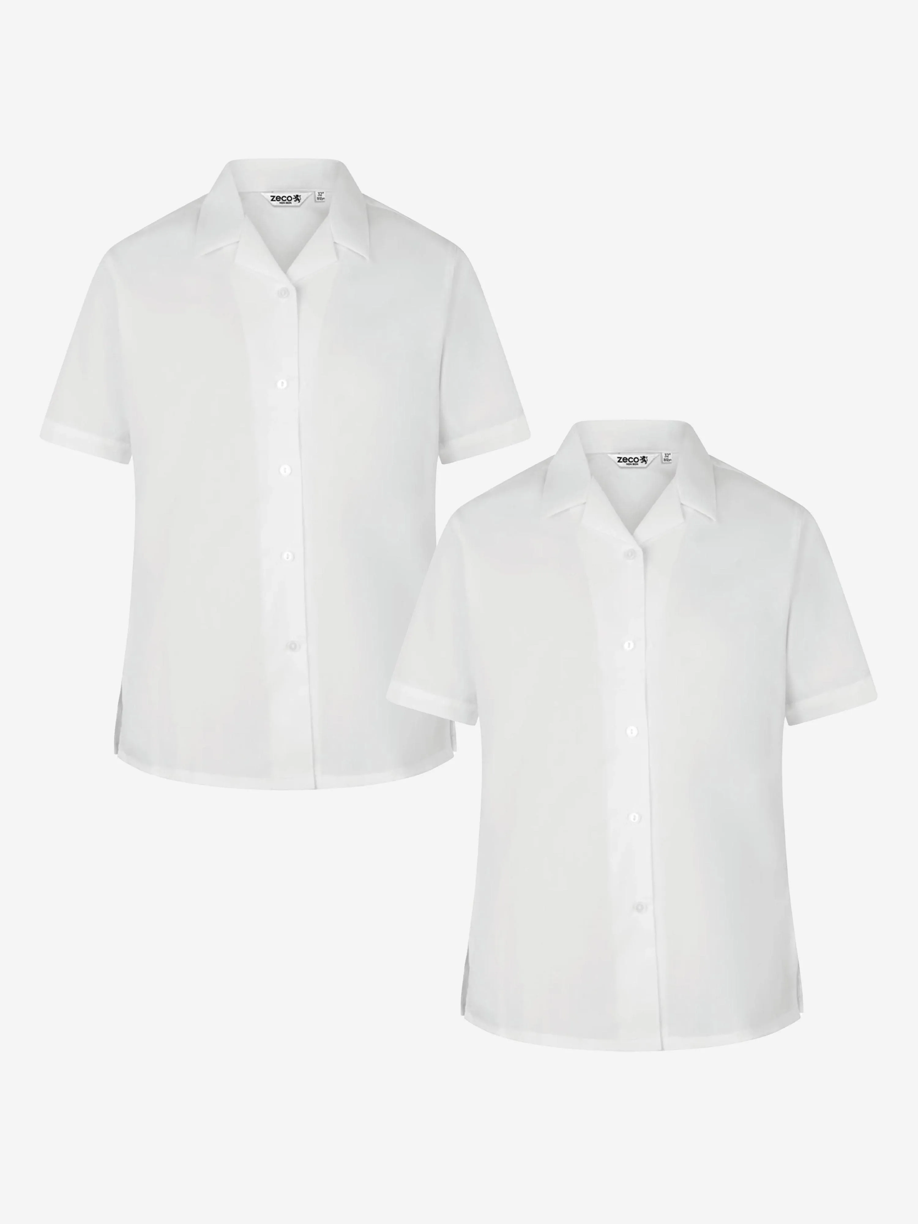 Zeco Girls School Kurzarm-Bluse mit Umlegekragen, 2er-Pack in Weiß