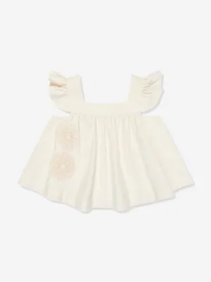 Zimmermann Girls Halliday Denim Top in Elfenbein