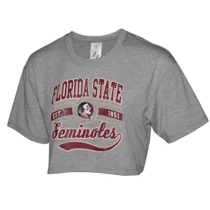 ZooZatz Damen Florida State Seminoles/Seminole Logo Design Kurzarmiges Boxy Crop T-Shirt - Grau ZooZatz Kleidung Damen
