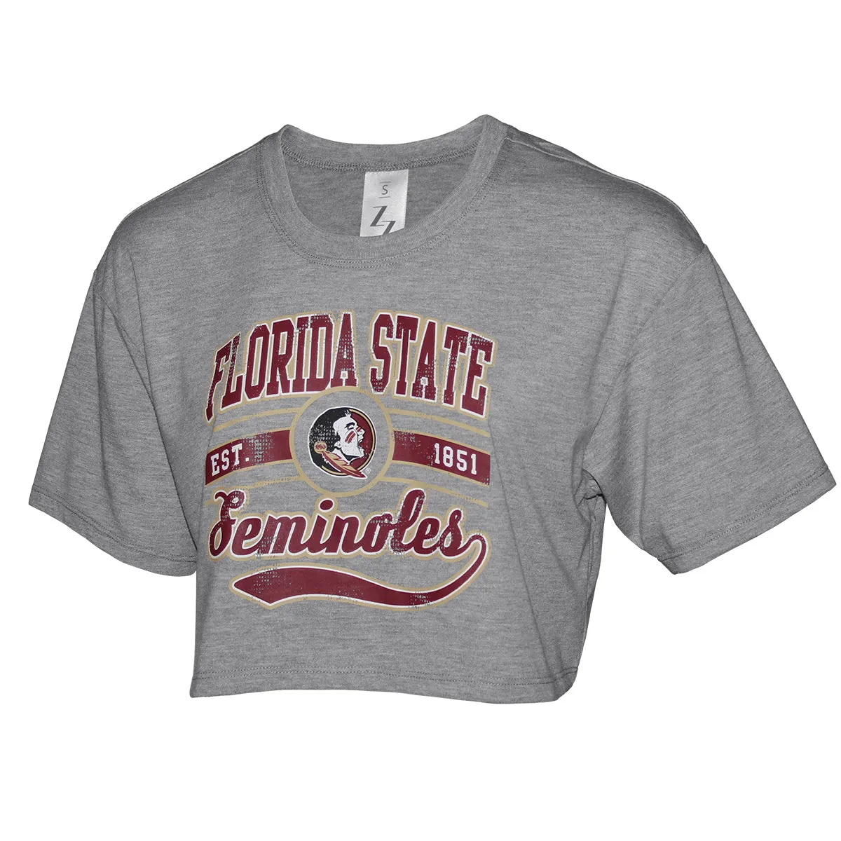 ZooZatz Damen Florida State Seminoles/Seminole Logo Design Kurzarmiges Boxy Crop T-Shirt - Grau ZooZatz Kleidung Damen